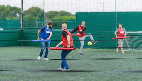 rage buggies, clay shooting, blindfold driving, human table football image